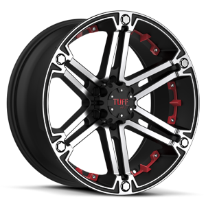 T01 6 Flat Black w/ Machined Face & Flange & Red Inserts